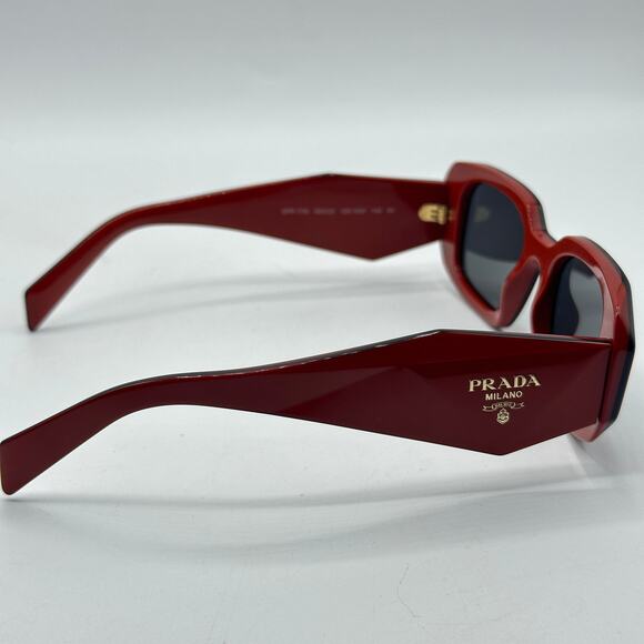 PRADA Symbole Diamond Rectangle Sunglasses Fiery Orange Red PR 17WS - Picture 7 of 14